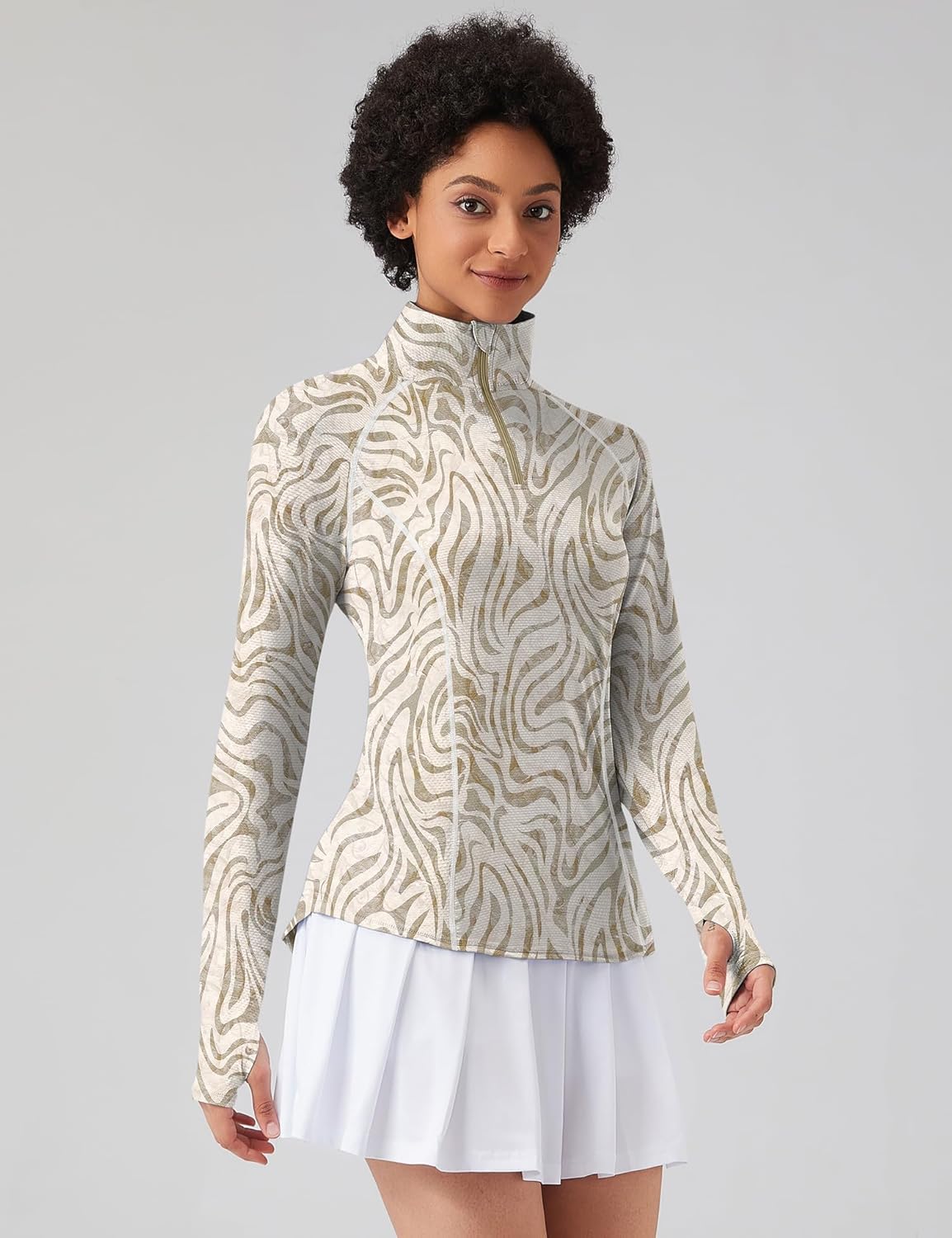 LOMON Women Long Sleeve Shirts Sun Protection 1/4 Zip Summer Quick Dry Hiking Shirts Quarter Zip Pullover for Women - Image 2