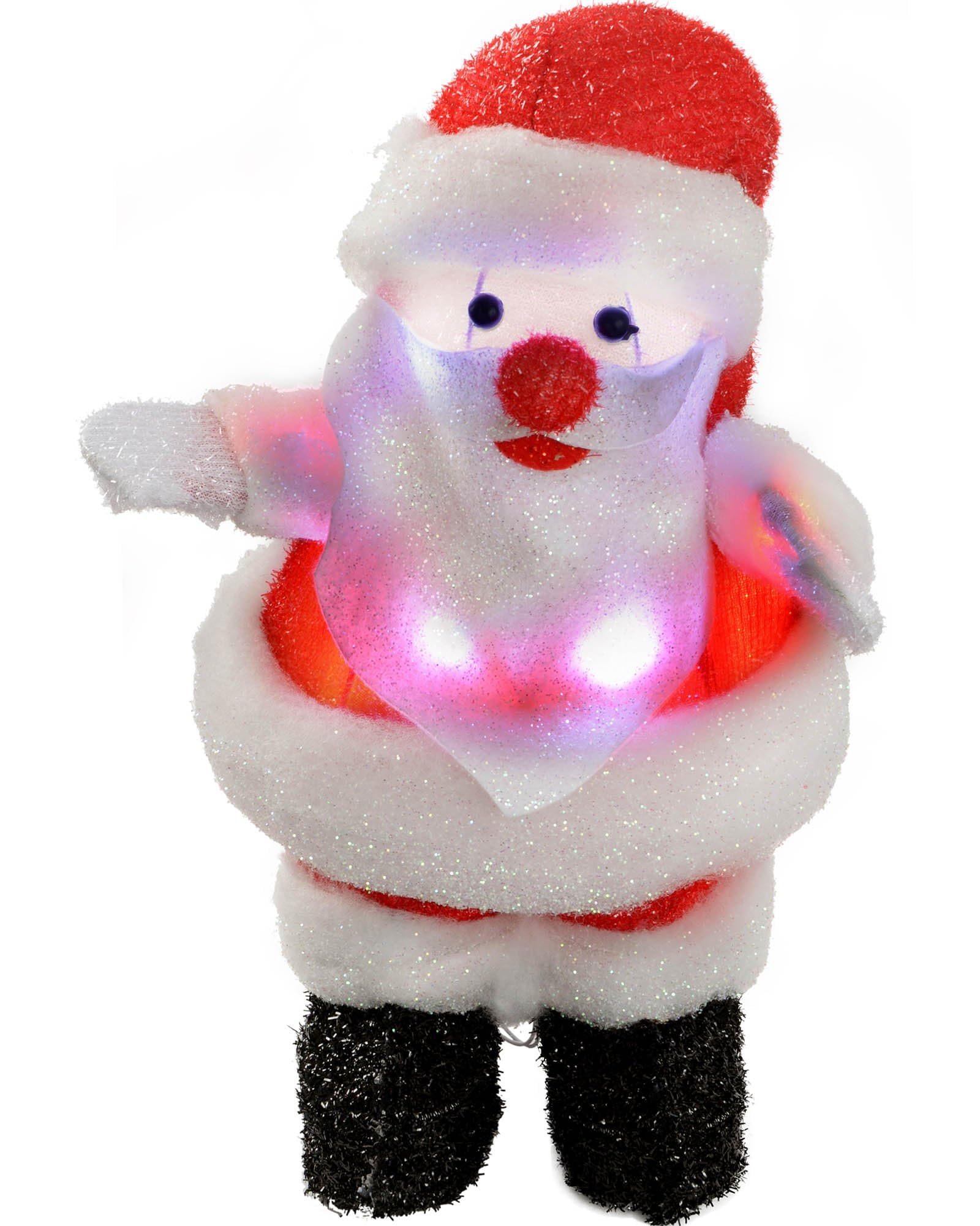WeRChristmas Pre-Lit Standing Santa with LED Lights Christmas Decoration - 33 cm, Multi-Colour