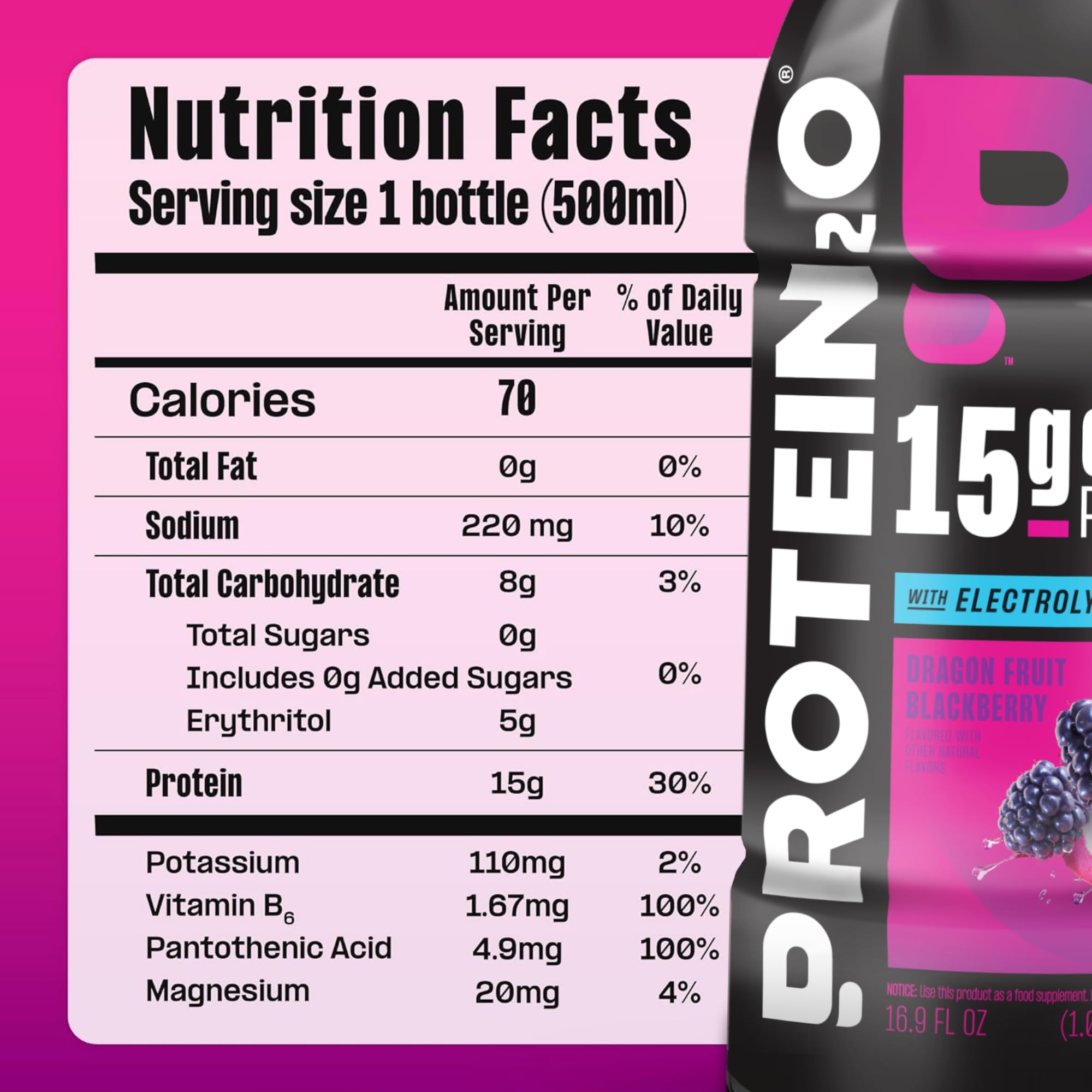 Protein2o Hydration Drink - 2-in-1 Liquid Clear Whey Protein Isolate and Electrolyte Drink - 15g Protein, Vitamins B5, B6 - Post-Workout Recovery - 16.9 Fl Oz - 12 Count Flavor Fusion Variety Pack — Amazon image 8