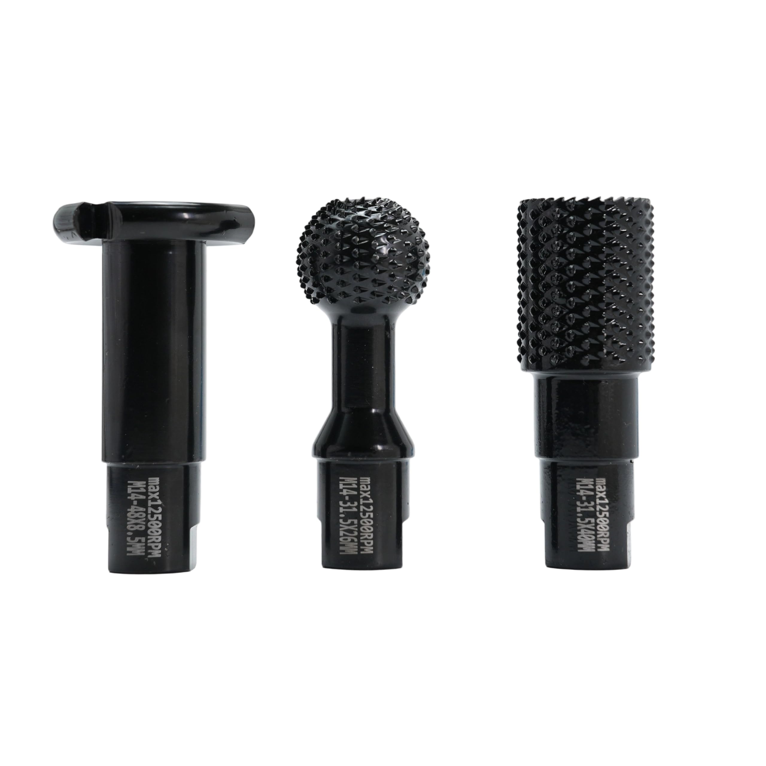 Set di frese per intagliare il legno, filettatura M14, 3 pezzi, per smerigliatrice angolare, 115 mm/125 mm, nero