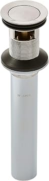 Pfister 972-101J Push & Seal Metal Pop-up Drain Assembly for Bathroom Sink, Brushed Nickel