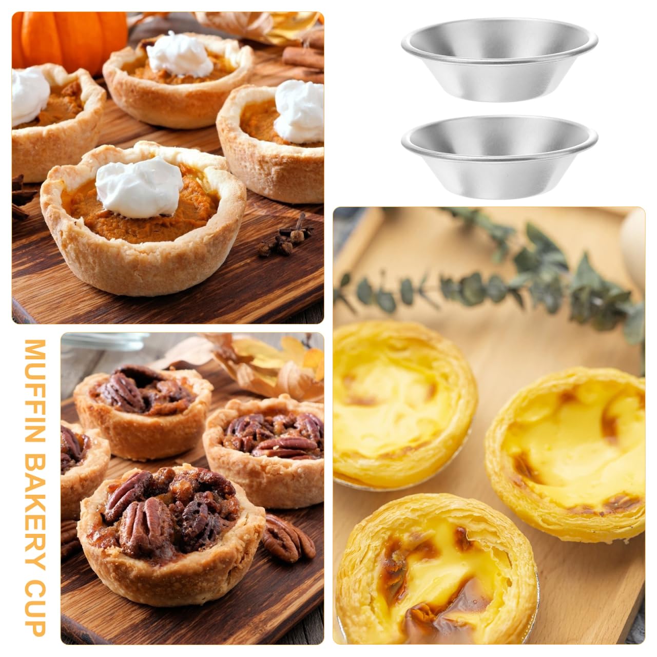 Veemoon Moule Mini Tartelette En Inox 7CM, 25 PièCes Pasteis De Nata RéUtilisable Moule Tartelette Quiche Individuelle Pour Desserts Tartes à La Confiture Muffins Et Parfait Pour Cuisson Au