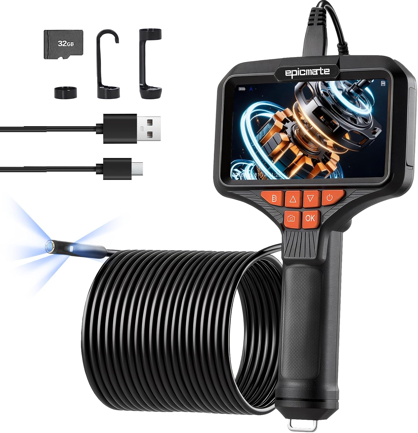 Endoscope Camera with Light for Automotive Wall Sewer Drain Inspection