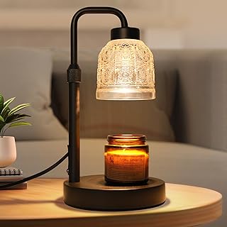 AIFEI Candle Warmer Lamp with Timer, Dimmable Adjustable Height Candle Lamp, Birthday Gifts for Women Mom Sister Friends, Candle Warmer Gifts New Home Decor, Candle Lamp Warmer with 2 Bulbs - Black
