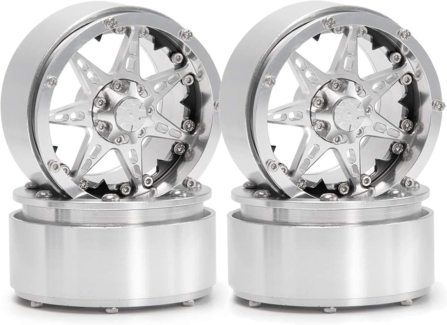 1/10 RC Crawler Metal 2.2 inch Beadlock Wheels Rims for 1:10 RC Crawler Car SCX10 RR10 Wraith 90048 TRX4 G500 TRX6 G63 (4 PCS Black&Blue)