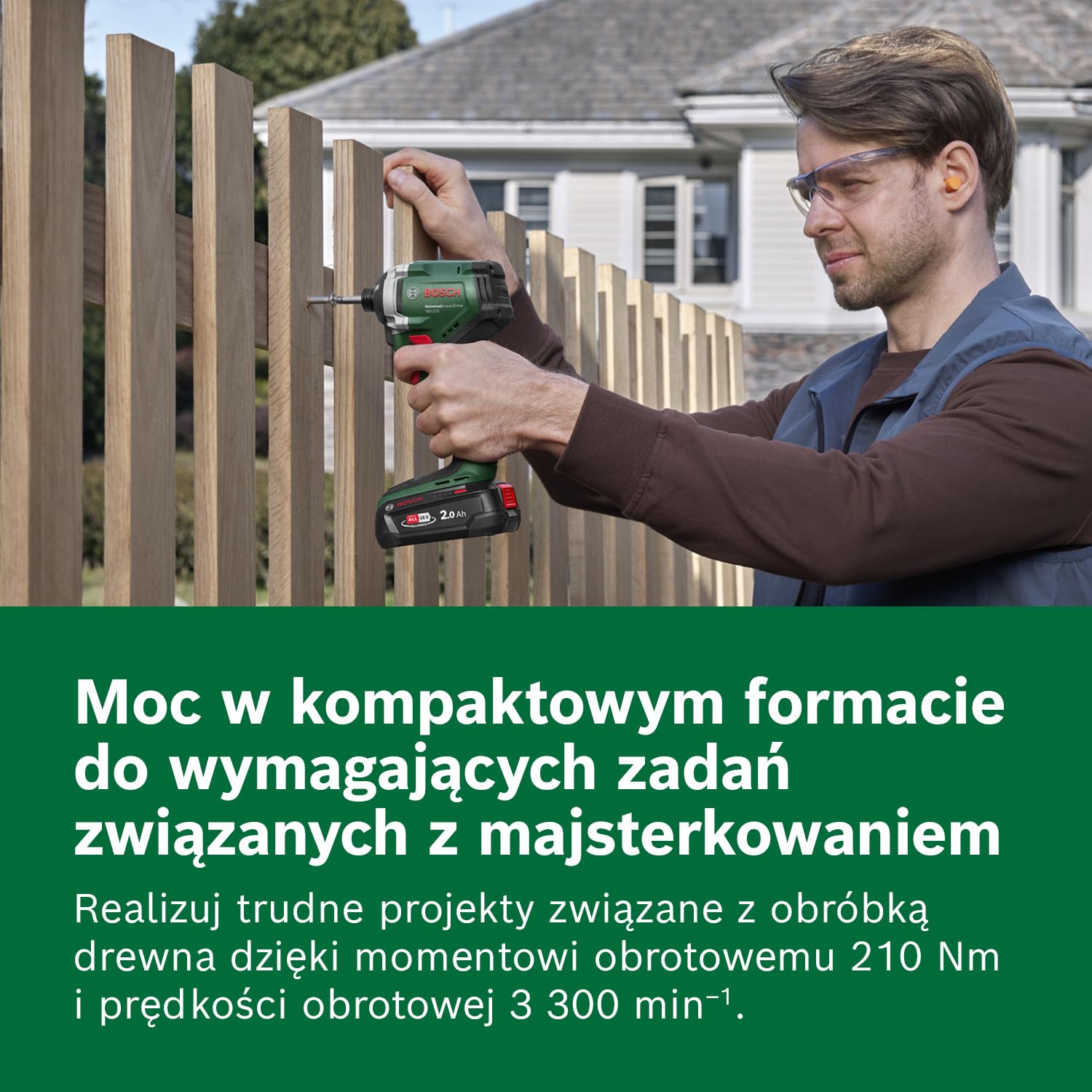 Bosch 18V System Akumulatorowa wkrętarka udarowa UniversalImpactDrive 18V-210 (wydajna, kompaktowa wkrętarka udarowa do obróbki drewna, akumulator PBA 18V 2.0Ah W-Bm, ładowarką AL18V-20, walizka)