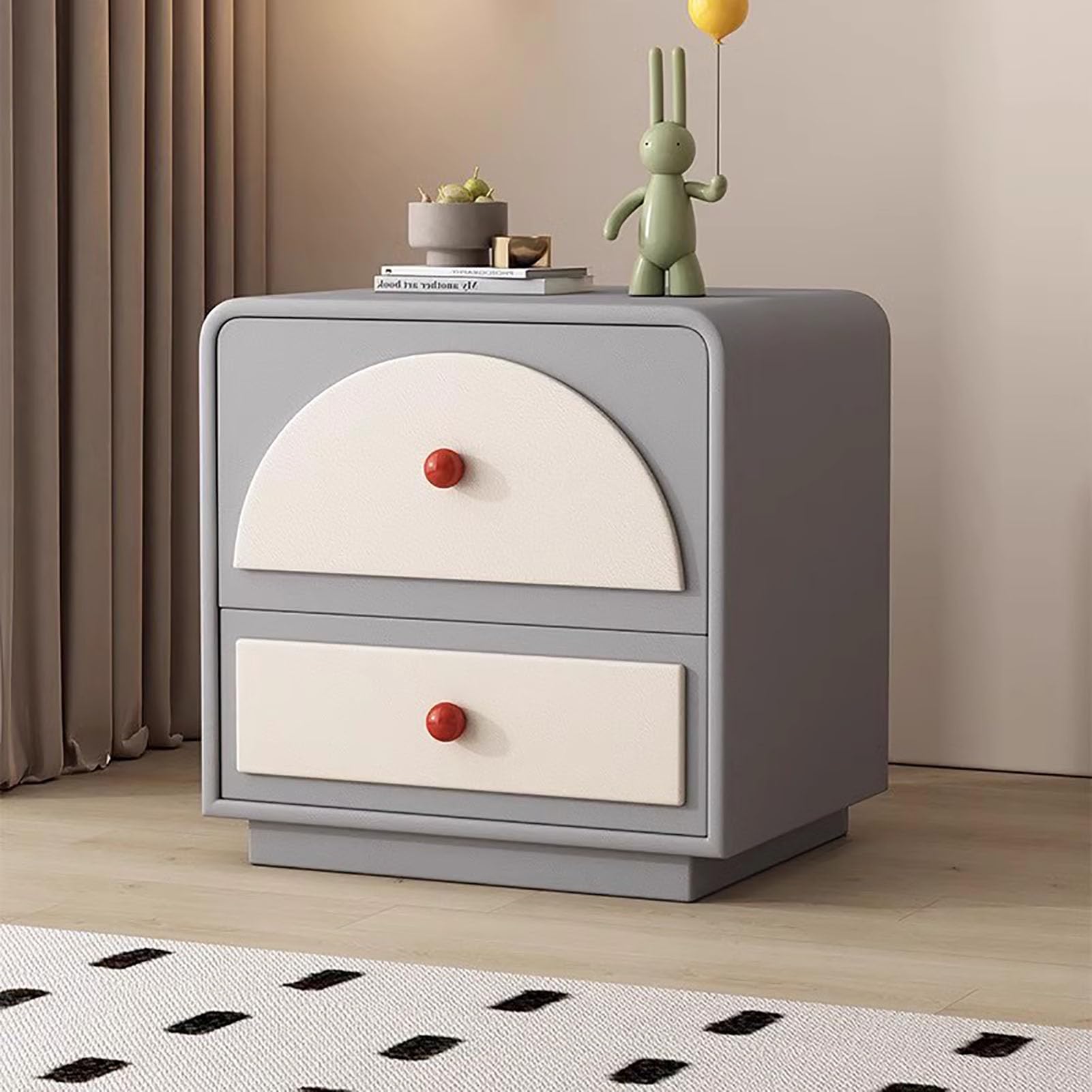 SXZenSpace Modern Originality Nightstand,2-Layer Solid Wood Bedside Table Fashion Side Installation Free End for Bedroom Study,E,50x40x50cm(20x16x20inch)