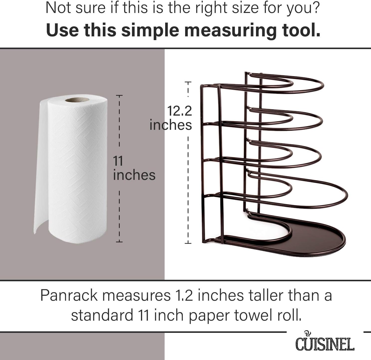 Pan Organizer for Cast Iron Skillets, Griddles and Pots - Heavy Duty Pan Rack - Holds Up to 50 LBS- Horizontal or Vertical Use - Durable Steel Construction - Bronze 12.2 Inch - No Assembly Required: Home & Kitchen