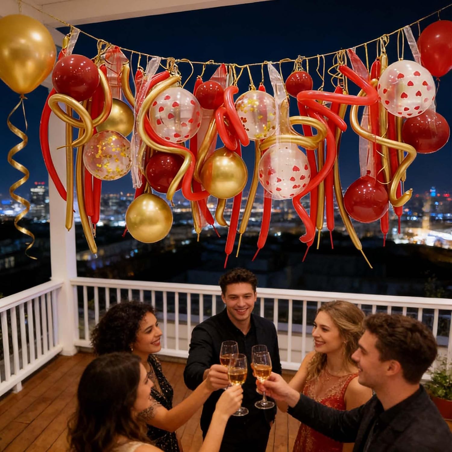 Red and Gold Balloons - 260 Long Balloons 12 Inch Red Gold Balloon for Wedding Bridal Shower Baby Shower Birthday Decorations image 4
