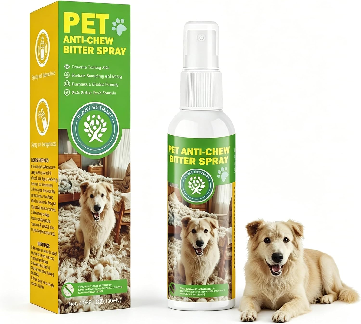 Pet Anti-Scratch & Anti-Marking Spray, Natural Chrysanthemum Bitter Deterrent Spray for Cats & Kittens, Safe Non-Toxic Training Aid for Furniture Protection Indoor Outdoor