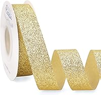 Vista 10 de Ribbli Cinta de Navidad con purpurina dorada, para envolver regalos, borde cortado dorado, para manualidades, decoración de árbol de Navidad