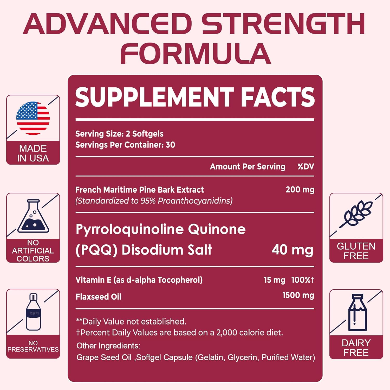 200 mg Pycnogeno with PQQ, Premium French Maritime Pine Bark Extract, Unique Dual-Delivery for Maximum Absorption, Pine Bark Extract for Vascular & Heart & Joint Function - 60 Vegan Softgels - Image 7