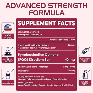 Pycnogeno with PQQ, Premium French Maritime Pine Bark Extract, 60 Softgels