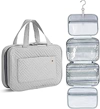 Ms. pen- Travel Toiletry Bag Organizers, Gray, Makeup Travel Bag for Toiletries with Hanging Hook, Water-Resistant, Christmas Gift