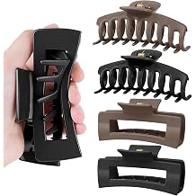 TOCESS Nylon Hair Claw Clips Flexible & Unbreakable Safe Large Hair Claws for Thick/Thin Hair Women - Strong Hold 4 Pack 4.3 Inch Big Jaw Clips - Birthday Gifts