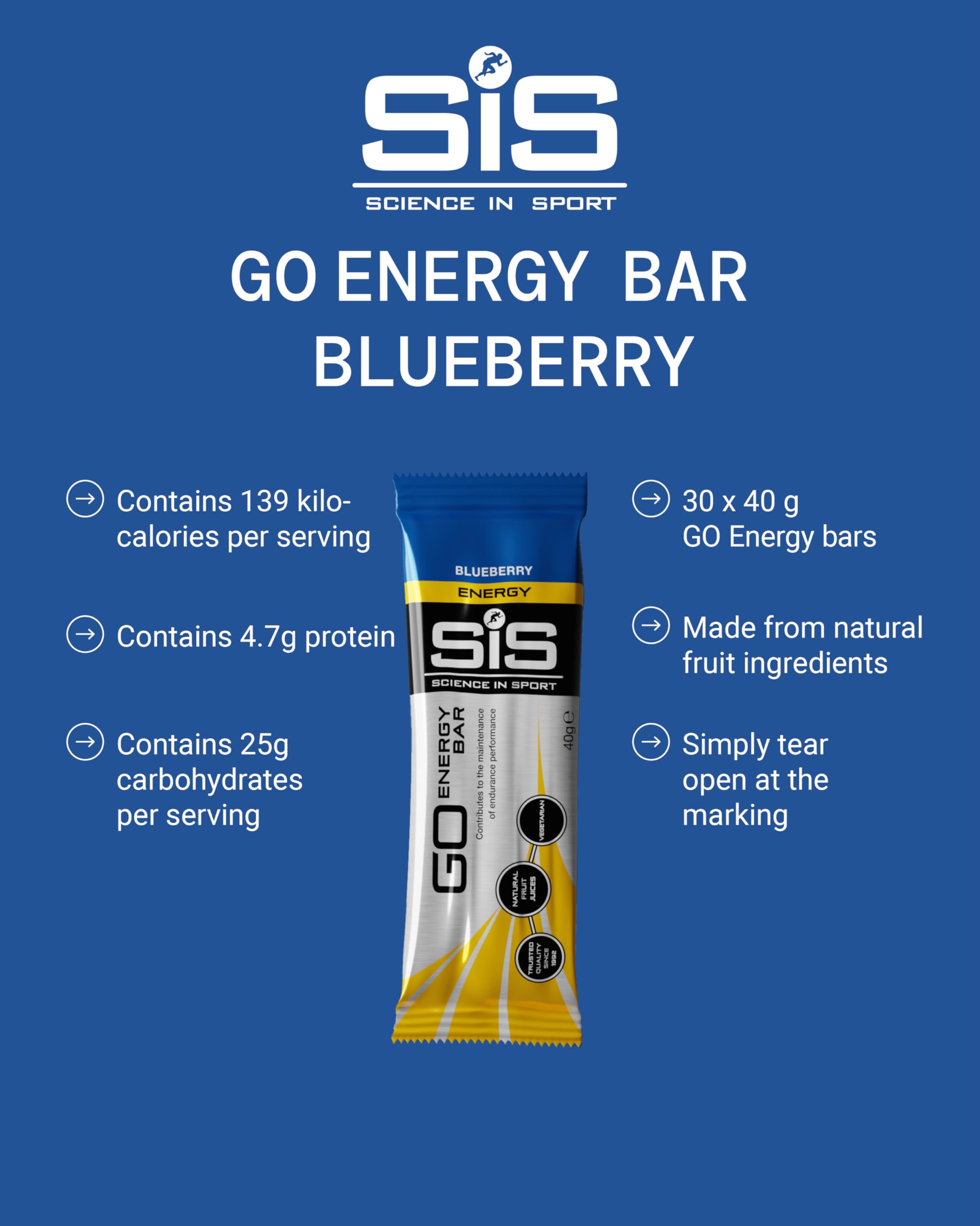 Science in Sport GO Barretta energetica Mini 40g confezione da 30pz. Gustosa barretta con 25g di carboidrati, Ricarica il tuo power training