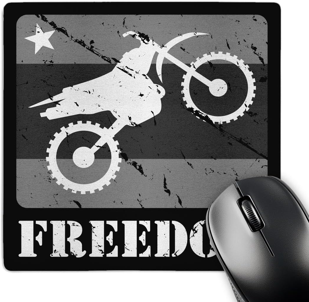 3dRose Black and White Distressed Dirt Bike Freedom Vector Graphic Image Mouse Pad (mp_180541_1)