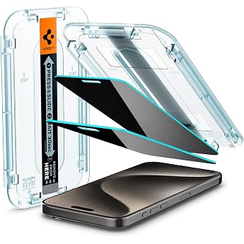 Spigen EZ Fit Privacy Screen Protector [Pack of 2] for iPhone 15 Pro Max