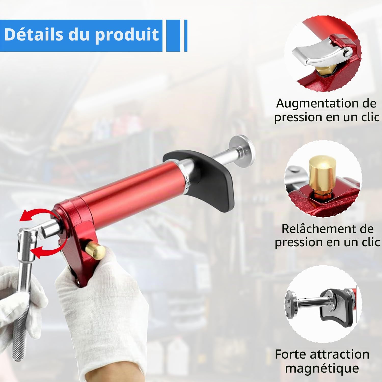 Repousse Piston de Frein Pneumatique, Kit de 24 Outils Universels pour Rétracteurs de Pistons de Frein Pneumatiques avec Mallette, Compatible avec la Plupart des Voitures Particulières