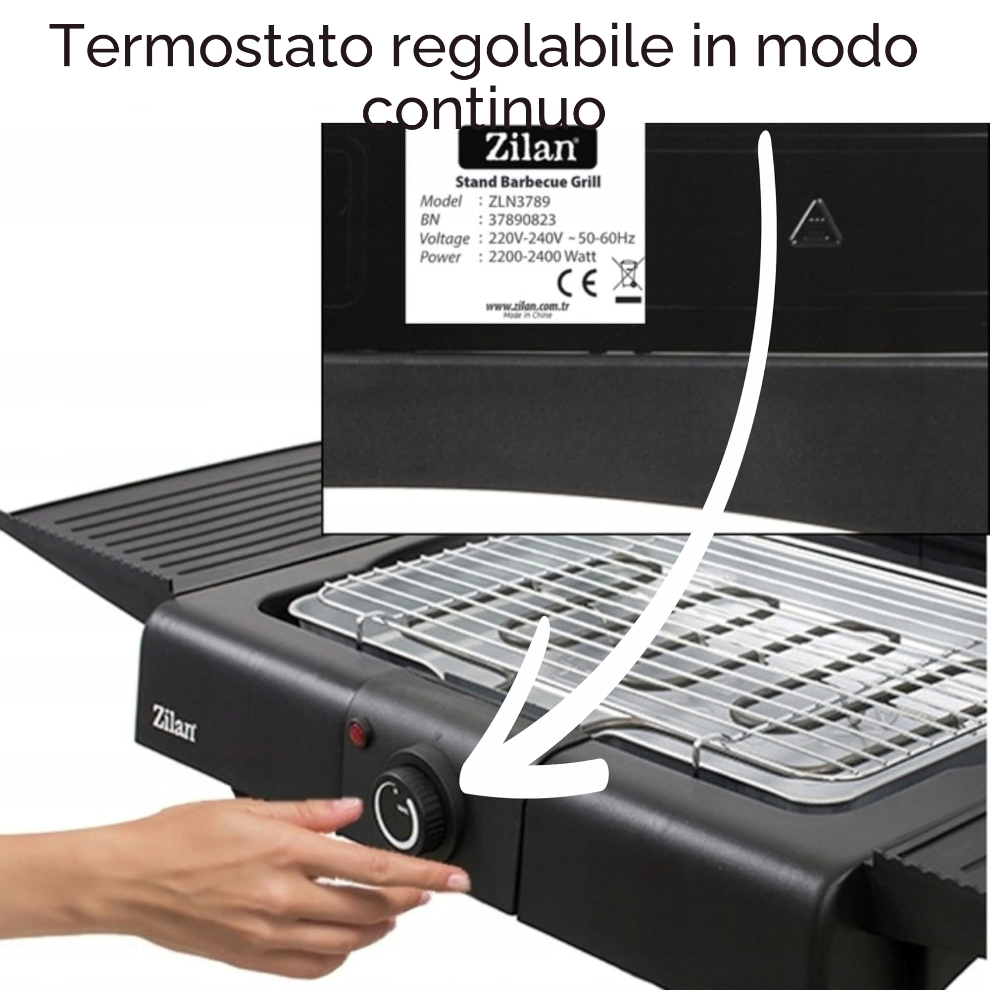 Barbecue elettrico 2 in 1, da pavimento e da tavolo, da 2400 Watt, per balconi, esterni e interni, con piedistallo, grande superficie per grigliare, regolatore della temperatura continuo