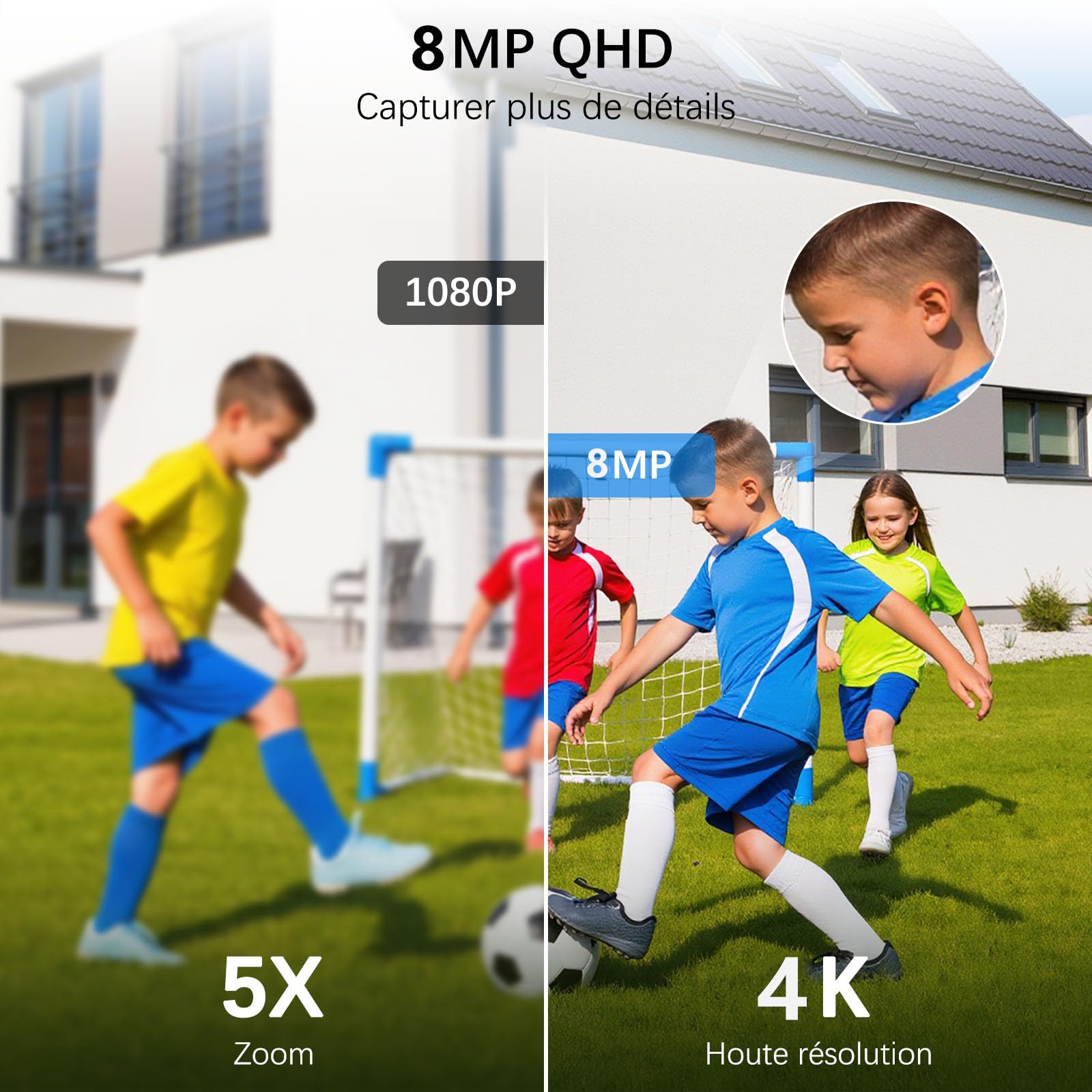 4K Camera Surveillance WiFi Exterieure sans Fil,4 Cam-Kit avec Home Station/Camera Solaire/Double Objectif,360° PTZ Sécurité à Domicile,Vision Vocturne,Alarme,Audio Bidirectionnel,Suivi Automatique