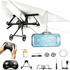 RC Paper Airplane Kit for Hobbyists, Pilots & Beginners (1 Battery)