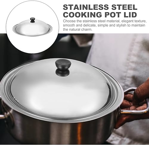 Miniatura 2 de Hemoton Cubierta universal para sartenes portátiles para lavavajillas, tapa de olla de acero inoxidable, tapa redonda para wok, cúpula de fusión de