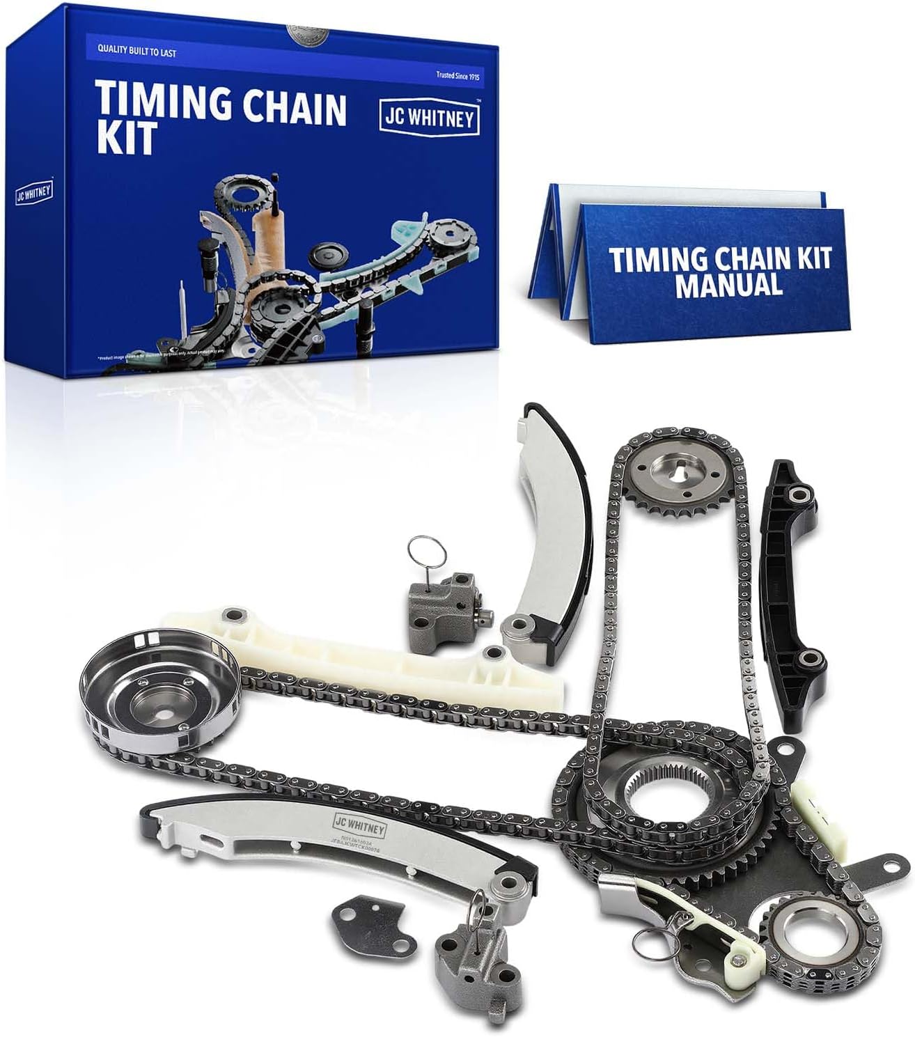 JC Whitney JFBAJCWTCK00078 Engine Timing Chain Kit with Tensioner - Fits SOHC V6 3.7L - Compatible with Ram 1500 11-12, Dakota 2011, Jeep Grand Cherokee 05-10, Dodge Durango 04-09, Dakota 04-10