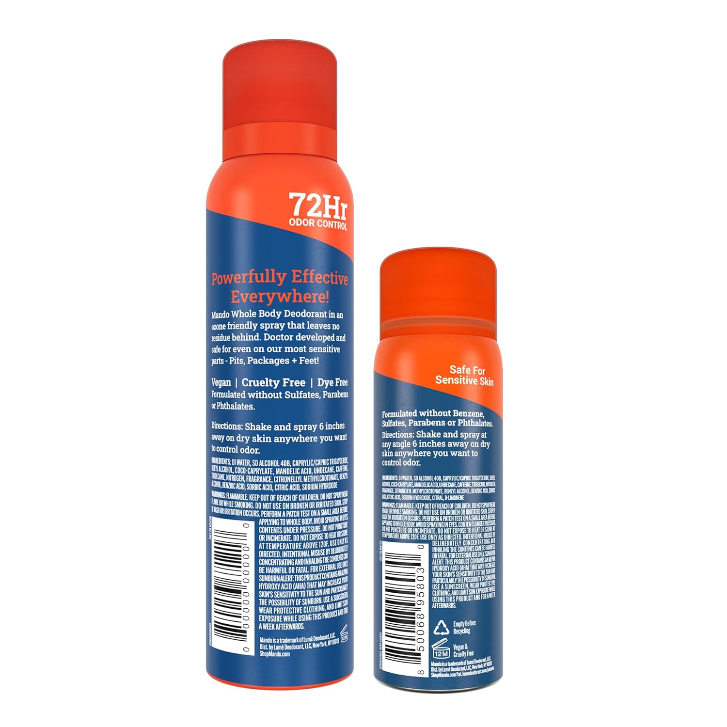 Mando Whole Body Deodorant for Men - Invisible Spray Deodorant (Full Size and Mini) - 72 Hour Odor Control, Aluminum Free, Benzene Free - 3.6 oz and 1.0 oz Cans (Pro Sport Scent) - Image 9