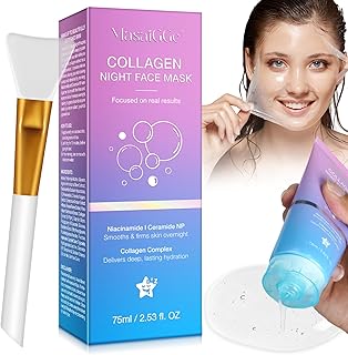 Máscara Facial de Colágeno Coreana, Máscara de Envolvimento Noturno de Colágeno, Máscara de Colágeno para Refirmar a Pele, Máscara Facial de Hidratação Profunda, Reduz Rugas, Melhora a Elasticidade da