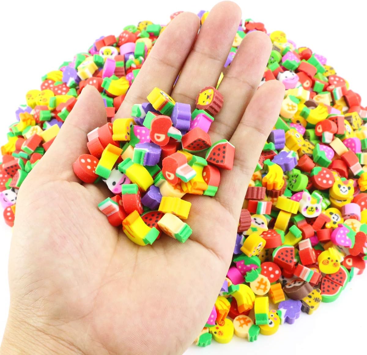 Pralb 1000PCS Miniature Assorted Vegetables Fruit Collection Pencil Erasers, Adorable Vegetables Fruit Designs Won't Smudge Or Tear Paper,Eraser Caps Style Great for Homework Rewards, Party Favors