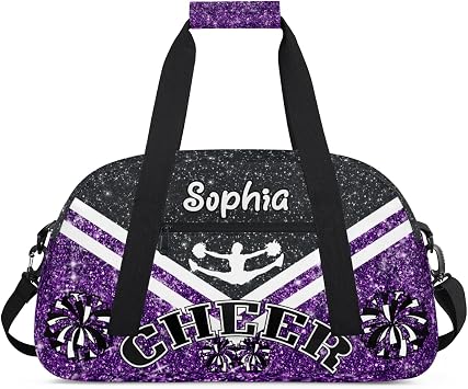 Custom Cheerleading-Bag for Girls-Women-Cheerleaders Duffle-Bag with Name Weekend Travel Bag Purple
