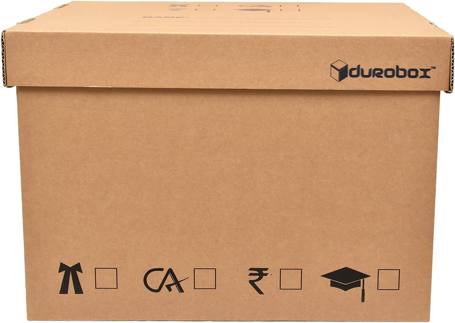 LET'S PAC - Multipurpose Storage Box with Lid - Corrugated Cardboard Organizer, Large Size - Pack of 5