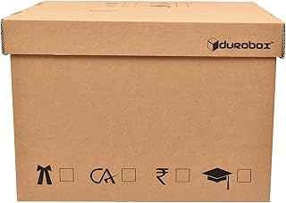 Multipurpose Storage Box with Lid - Corrugated Cardboard Organizer, Large Size - Pack of 5