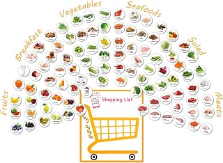 MORCART Grocery List Magnets - 96 PCS Shopping List Kitchen Food Series Refrigerator Magnets for Fruits, Breakfast, Vegetables, Seafood, Salad, and Meats - Toddlers Learning and Family Organization