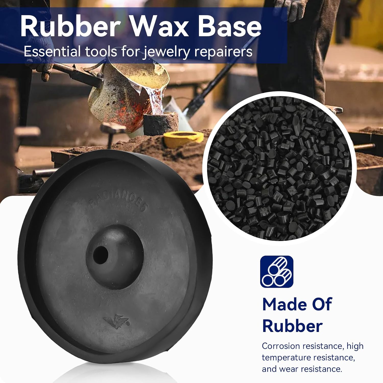 Cyrank Rubber Sprue Wax Tree Base, Jewelry Casting Perforated Base Professional Flask Rubber Base for Steel Vacuum Casting Steel Flask Round Black Rubber Base(5in)