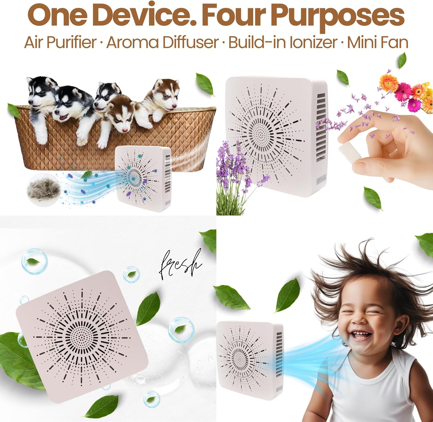 Portable Desktop Air Purifier & Fan Combo with HEPA Filter, Aroma & Ionizer – Compact Yet Powerful 3-Speed Air Cleaner for True Purification in Bedroom, Office, Travel & Gifts (White) - Image 2