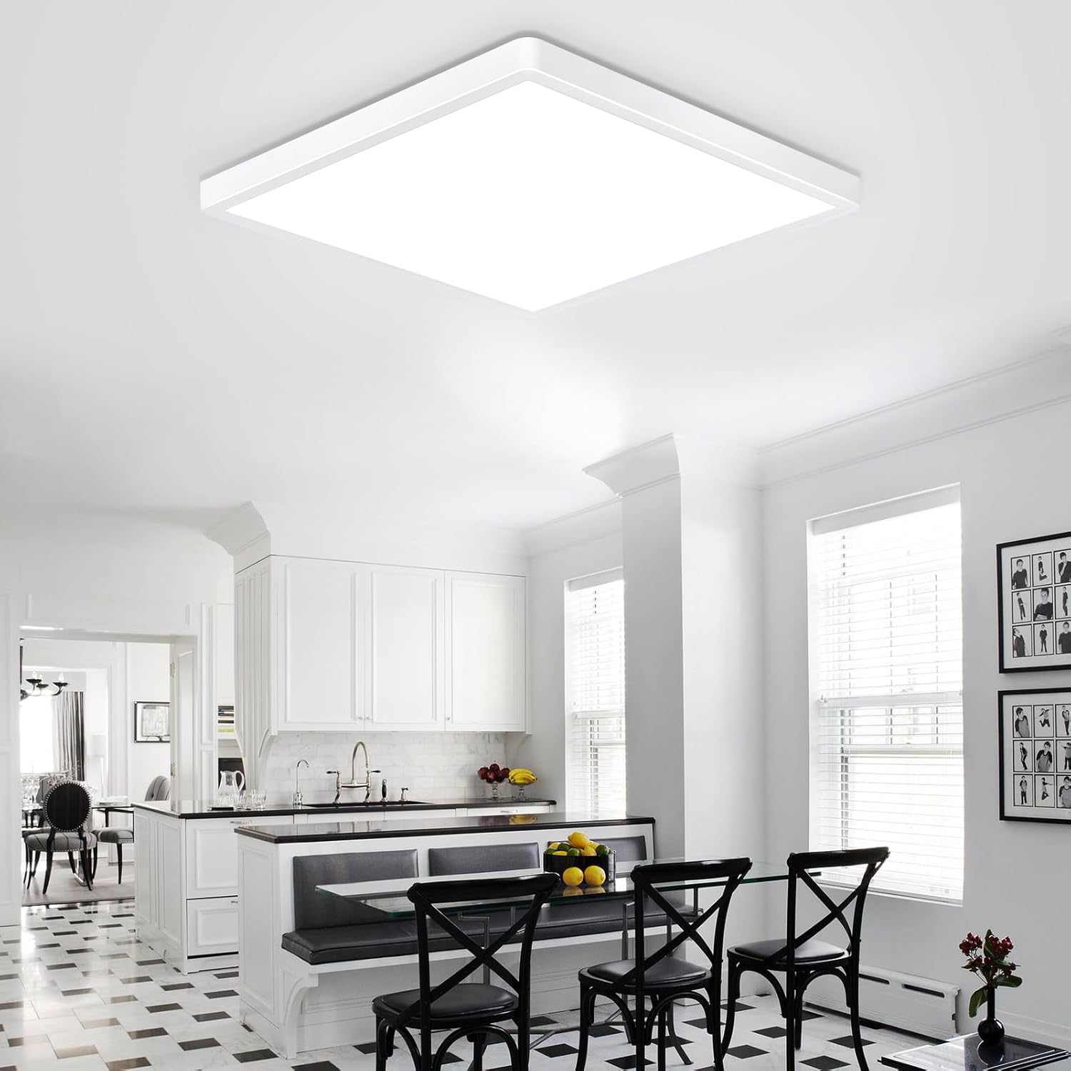 12 Inch 24W LED Flush Mount Ceiling Light Fixtures, 3000K/4000K/6000K Adjustable Square LED Ceiling Light, 2800LM Flat Panel Ceiling Light Fixture for Hallway, Kitchen, Bedroom (White-6 Pack)