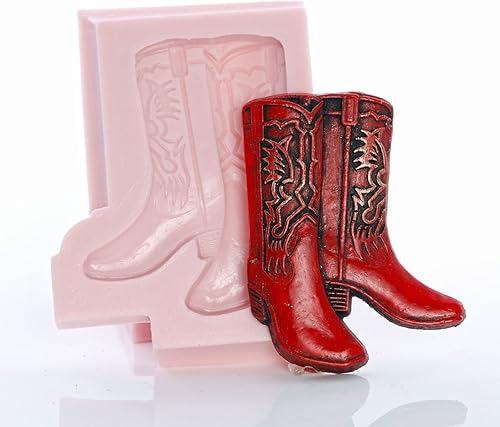 Miniatura 6 de Molde de silicona para botas vaqueras para hacer tu propio chocolate occidental, fondant, dulces, jabón, resina, arcilla, cera, flexible y fácil de