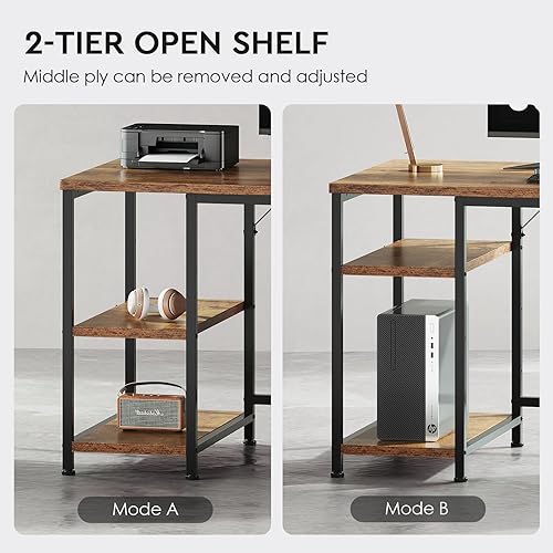 Miniatura 5 de Maihail Home Office Desk with Drawers Adjustable Shelves, 59 inch Writing Desk with File Cabinet, Large Computer Desk with Storage, Rustic Brown