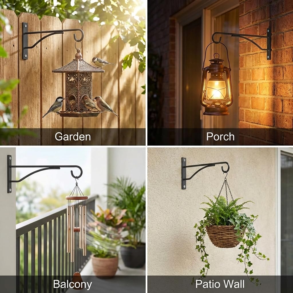 Eyrosa Pflanzenaufhänger, 20,3 cm, 6 Stück, hängende Pflanzenhalterung für Wand, Zaun, Veranda, Outdoor, Indoor, Metall-Pflanzenhaken für Korb, Blume, Pflanzgefäß, Futterspender, Laterne, Windspiel