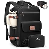 Anti Theft Personal Item Backpack 18x14x8, Underseat Travel Backpack with Water Bottle Holder Fit 15.6 Inch Laptop, TSA Approved Luggage Bag with Shoe Compartment for Spirit Airlines, 2 Pcs Set