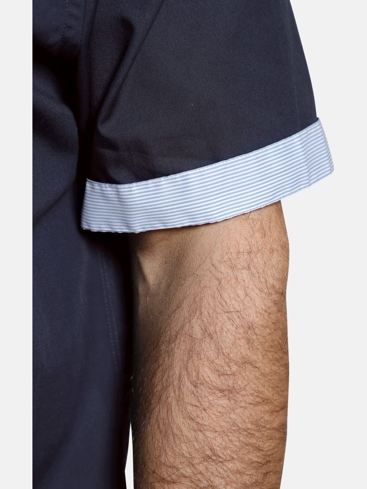 Jan Vanderstorm Herren Hemd Fynnjard | kurzarm mit Kentkragen, einfarbig mit Kontrast-Details | maritimes Freizeithemd | 100% Baumwolle | große Größen L-7XL