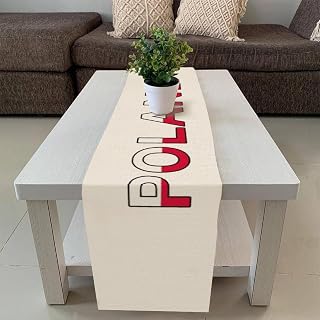 Poland Dresser Scarf 13x70inch Countries National Flags Table Cloth Runners Cotton Linen Elegant Non Slip Tablerunner for Bedroom Home Dinner Home Decor