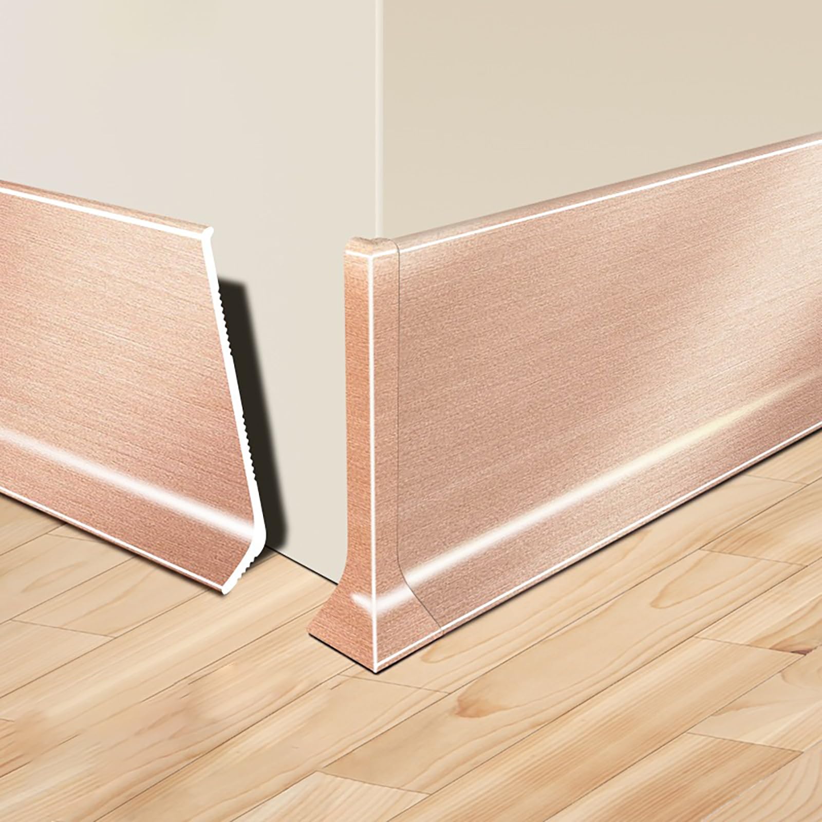 Aluminium Sockelleisten In Verschiedenen Höhen Länge 125 Cm * 2 Stück Clips Für Sockelleisten Küche Verschleißfest Und Lichtecht Flexibel Für Jedes Raumkonzept(Roségold gebürstet,Höhe: 60mm)