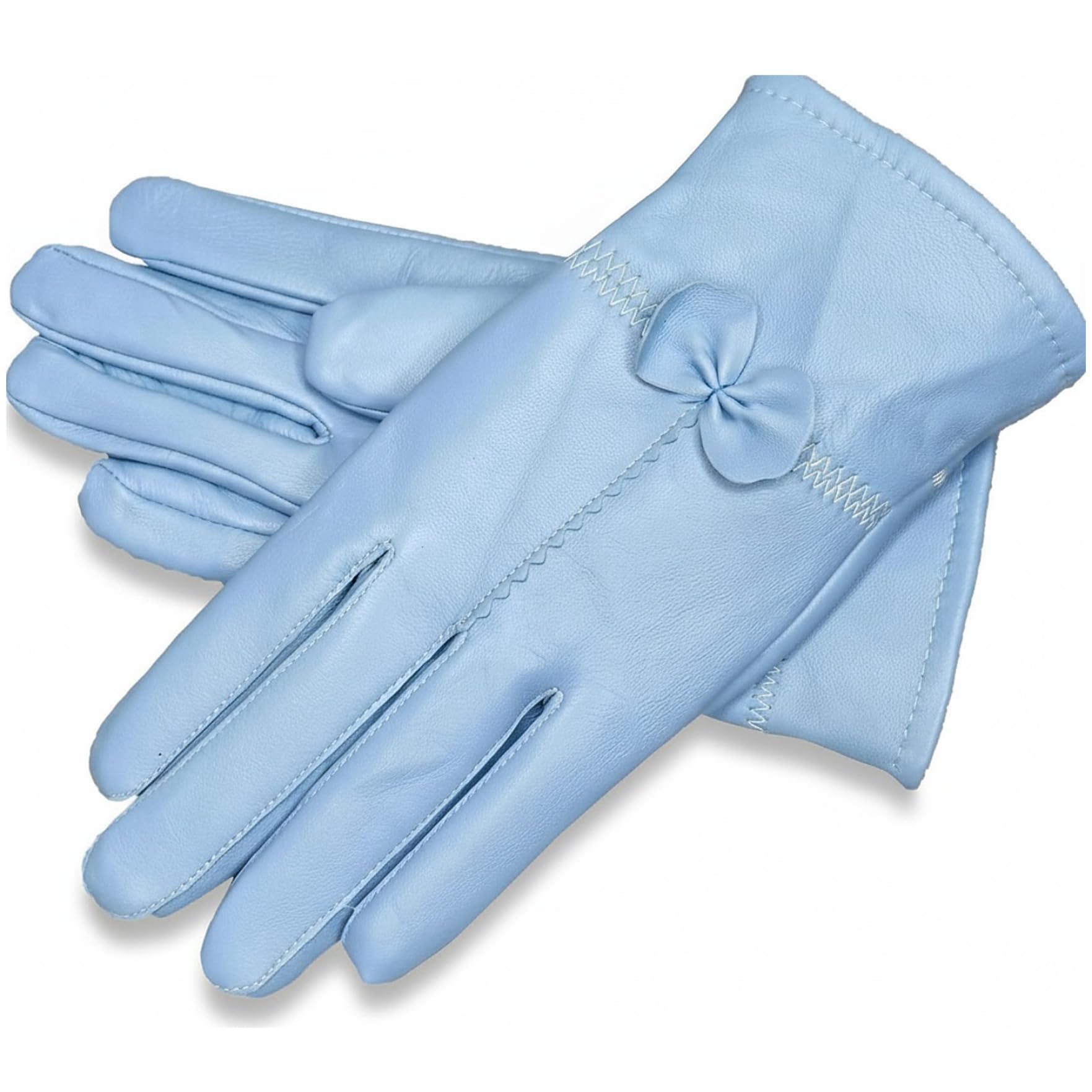 Peosaard Unisex Sky-Blue Lined Leather Gloves, Women's Leather Gloves Winter Warm, Sheepskin Driving With Soft Fleece Lining For Outdoor, Casual, And Cold Weather, Lambskin Ladies