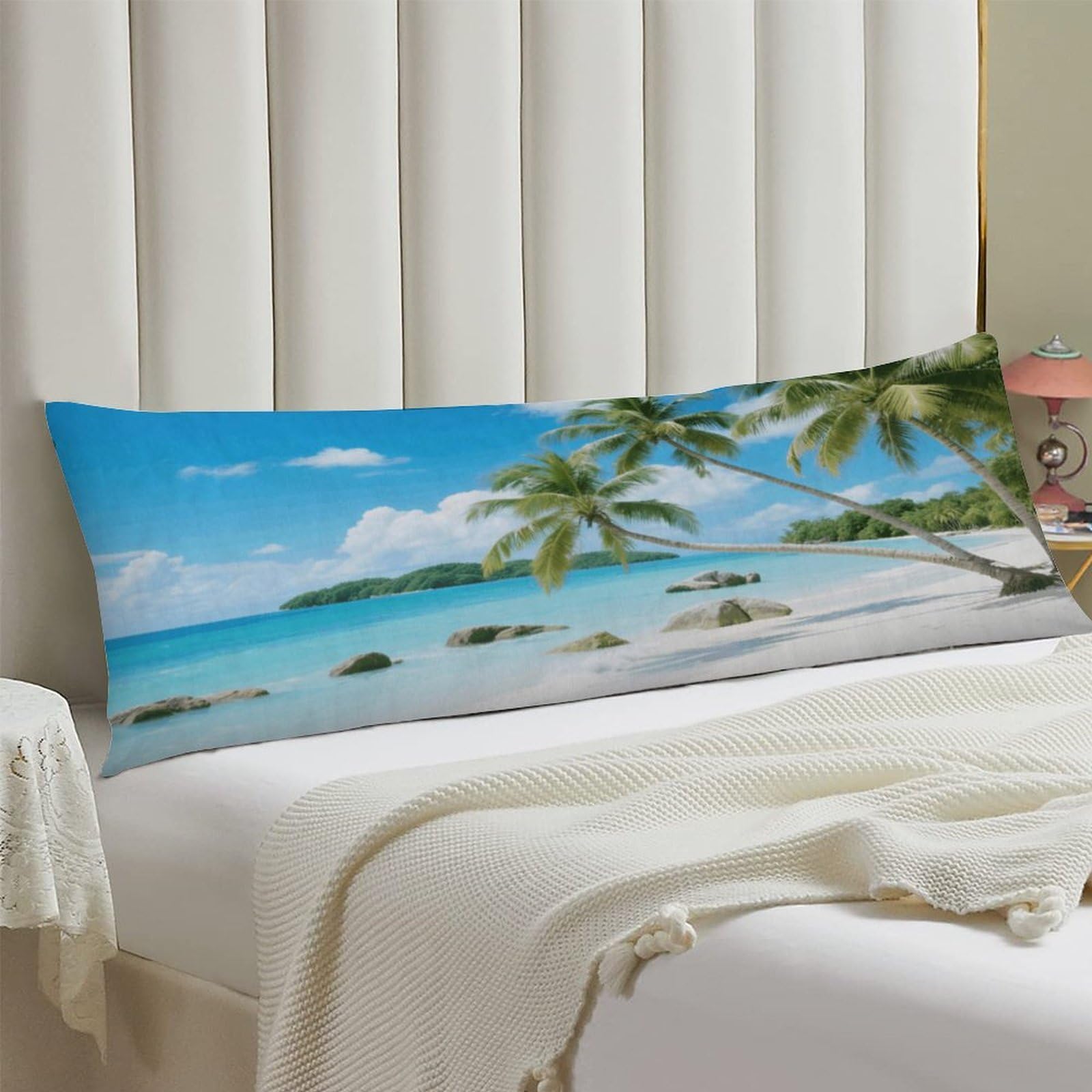 Body Pillow Cover 20x54 Long Pillow Case with Invisible Zipper Breathable Microfiber Beach and Coconut Trees Pillowcase Soft Cozy Protector for Bedroom Couch Sofa Bed Home Decor All Seasons