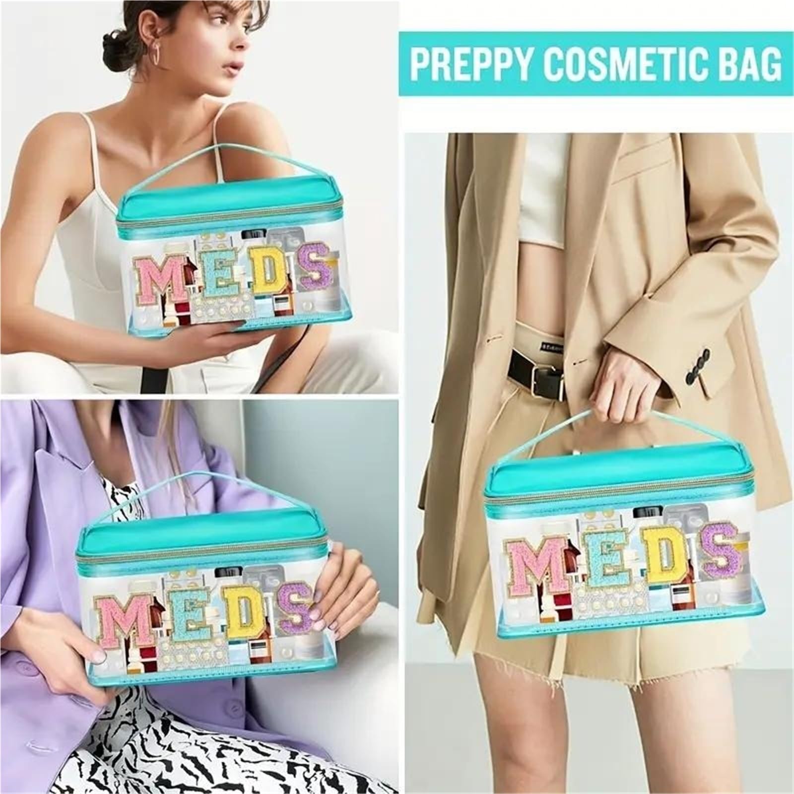 Trousse de Maquillage, Articles de Toilette, Rangement de Voyage, Format Voyage, étui cosmétique Portable avec Fermeture éclair, Transparente et étanche, pour Femmes.