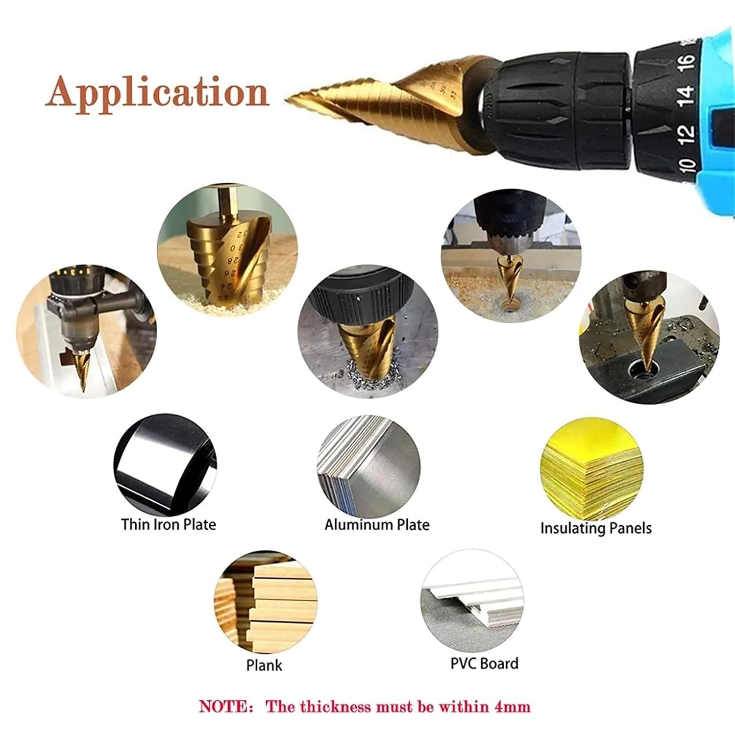 3Pcs Spiral Grooved Drill Bits 3-12 4-12 4-20 Drilling Power Tool Metal Stainless Steel Wood Hole Cutter Cone Fast Drill Bit Set(3PC 4-12 3-12 4-20-01)