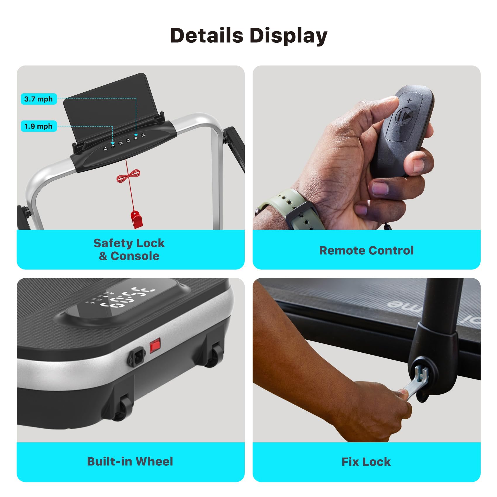 Mobvoi Home SE Smart AI Tapis Course Pliable 12km/h 120kg App TicSports LED Télécommande Compact Bureau Maison